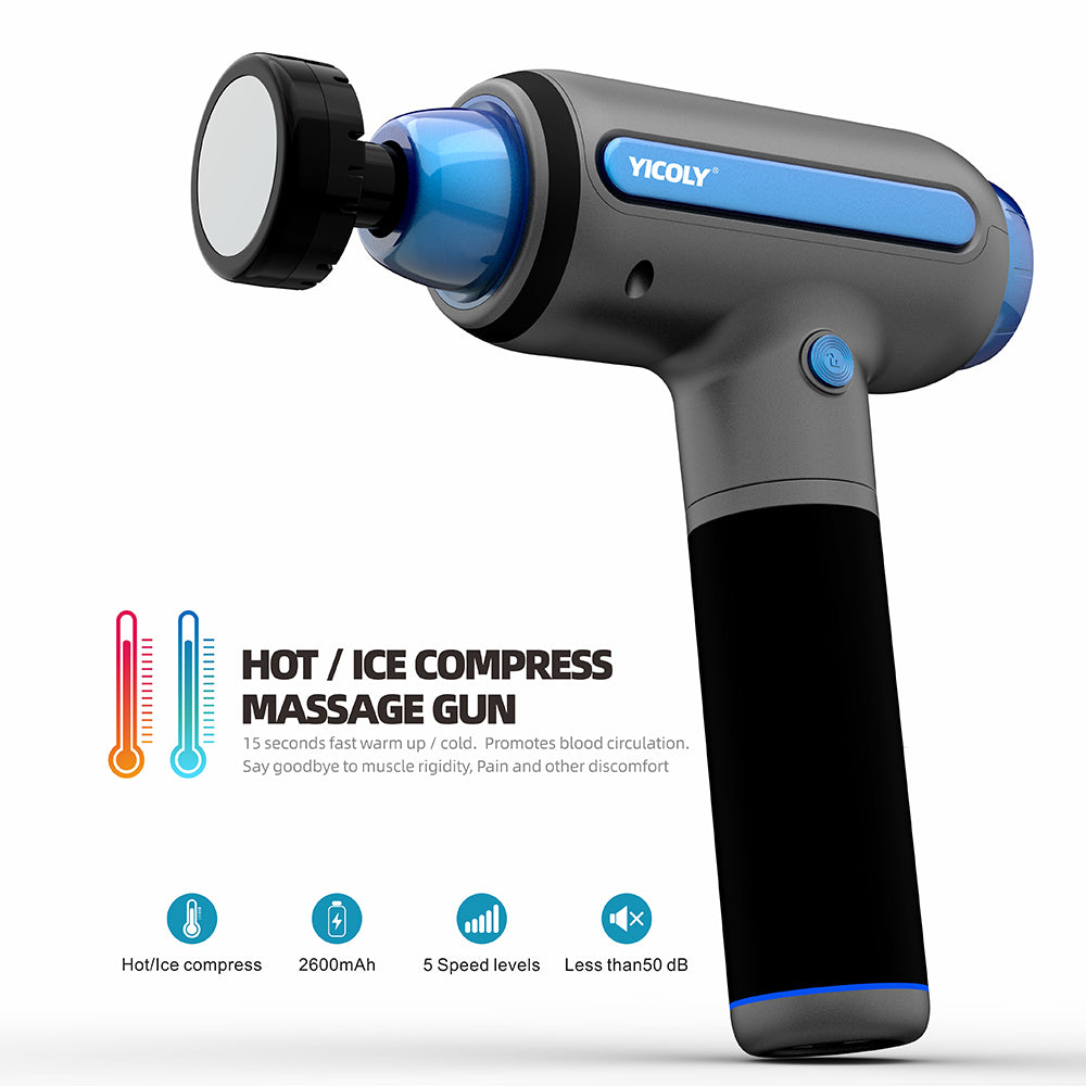 Icy Cold Compress Massage Gun Electric Massager Deep Tissue Muscle + 5 Heads